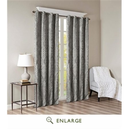 SUN SMART 50 x 84 in. Mirage Knitted Jacquard Total Blackout Panel; Charcoal SS40-0019